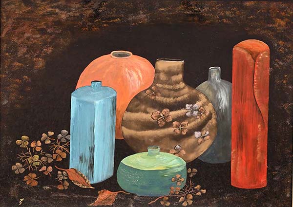 2023年4月　第71回 光陽展　委員　棚橋 かう　想い出のつぼたち　（漆）　F30